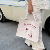 Beige Premium Tote Bag - Dogs & Wine Make Everything Fine