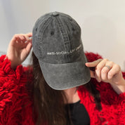 Black Denim Cap - Anti-Social Cat Owner