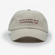 Beige Denim Cap - Dogs & Wine Make Everything Fine