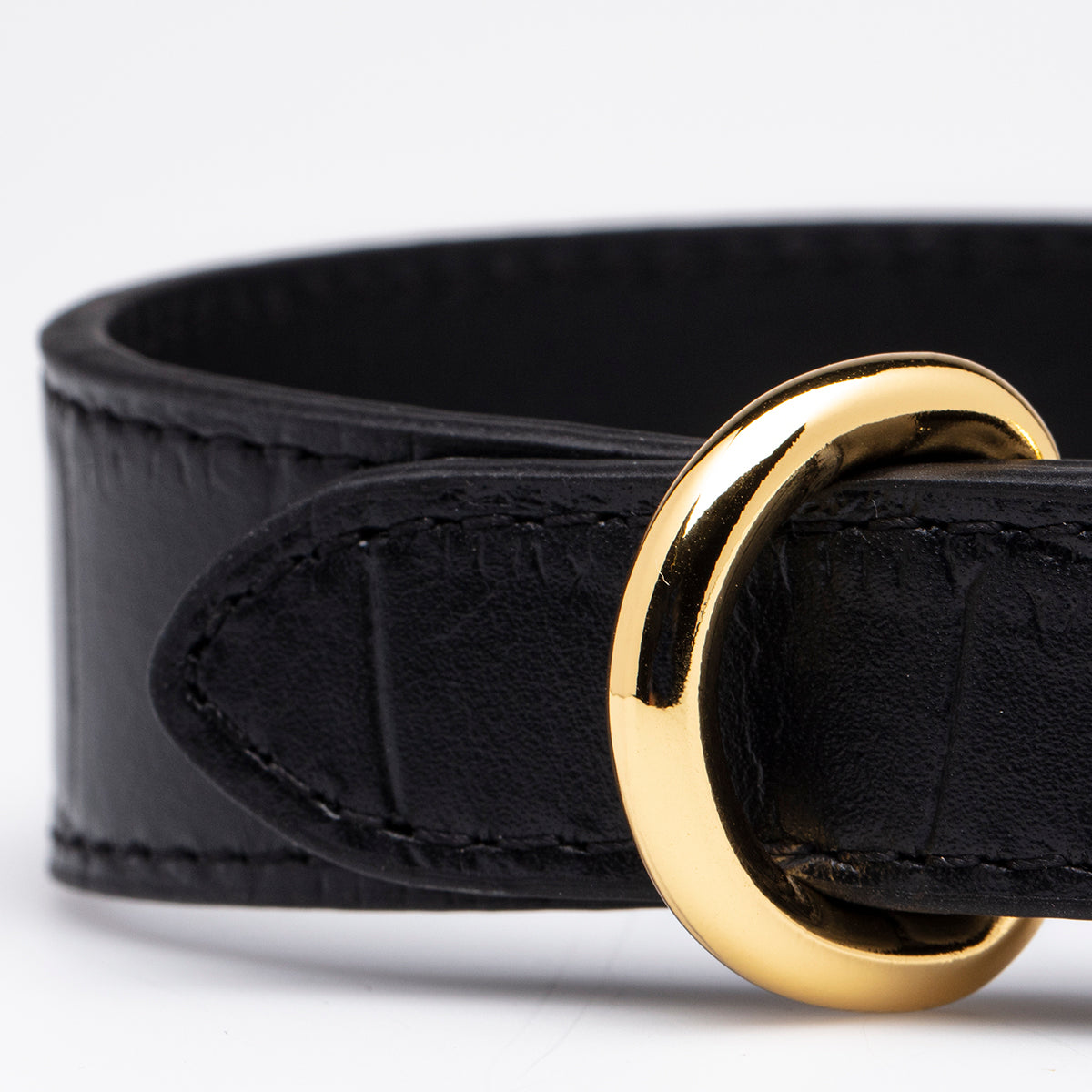 Black Croco Dog Collar Thin