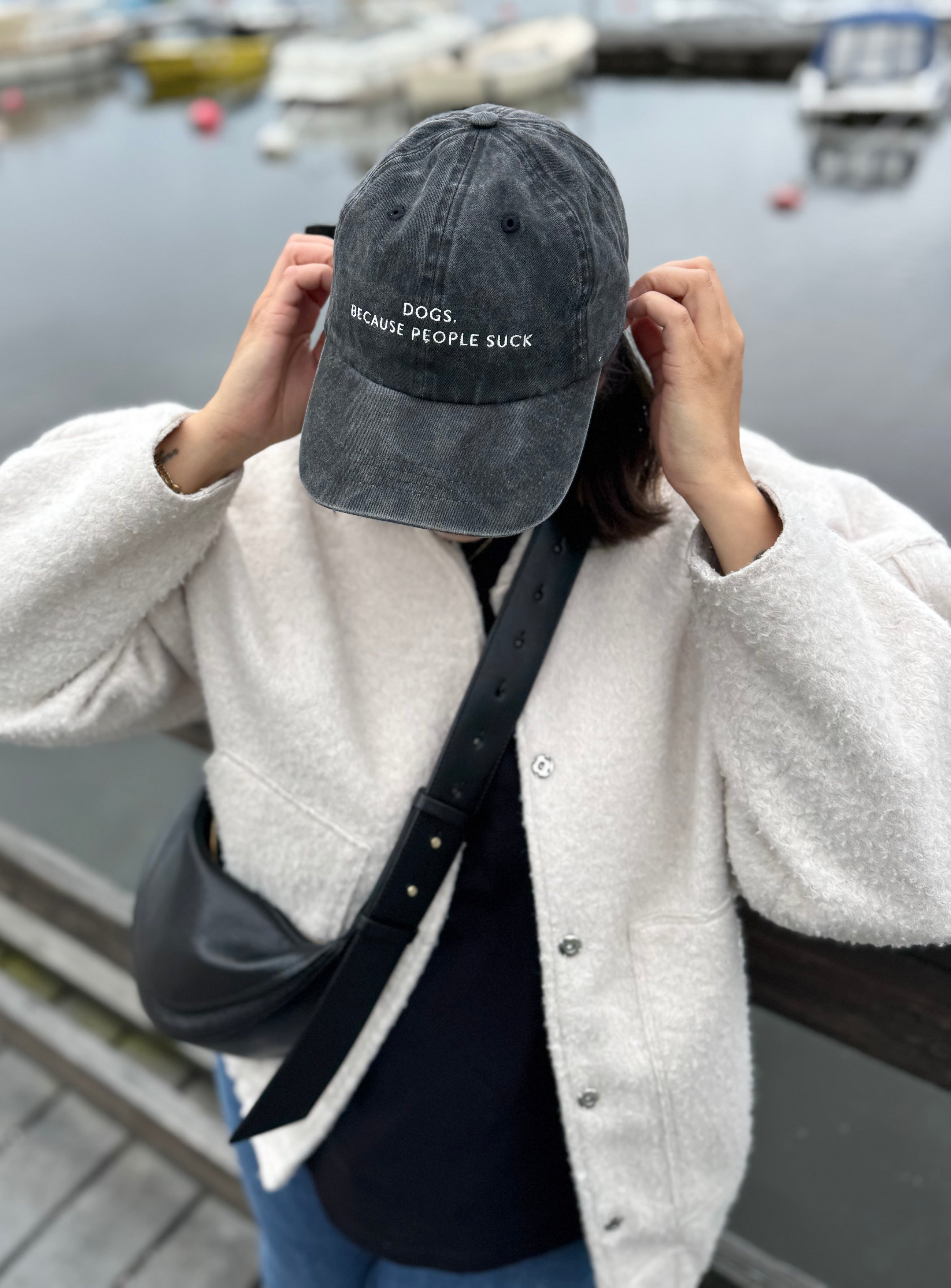 Black Denim Cap - Dogs. Because People Suck