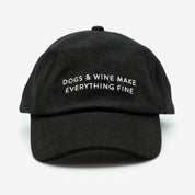 Black Wool Cap - Dogs & Wine Make Everything Fine