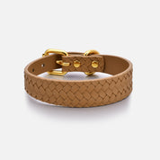 Brown Braided Dog Collar Thin
