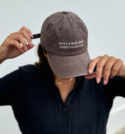 Brown Denim Cap - Dogs & Wine Make Everything Fine