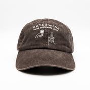 Brown Denim Cap - Logo "Cats & Wine Make Everything Fine"