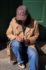 Brown Denim Cap - Logo "Cats & Wine Make Everything Fine"