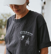 Vintage Black T-shirt - Cats & Wine Make Everything Fine