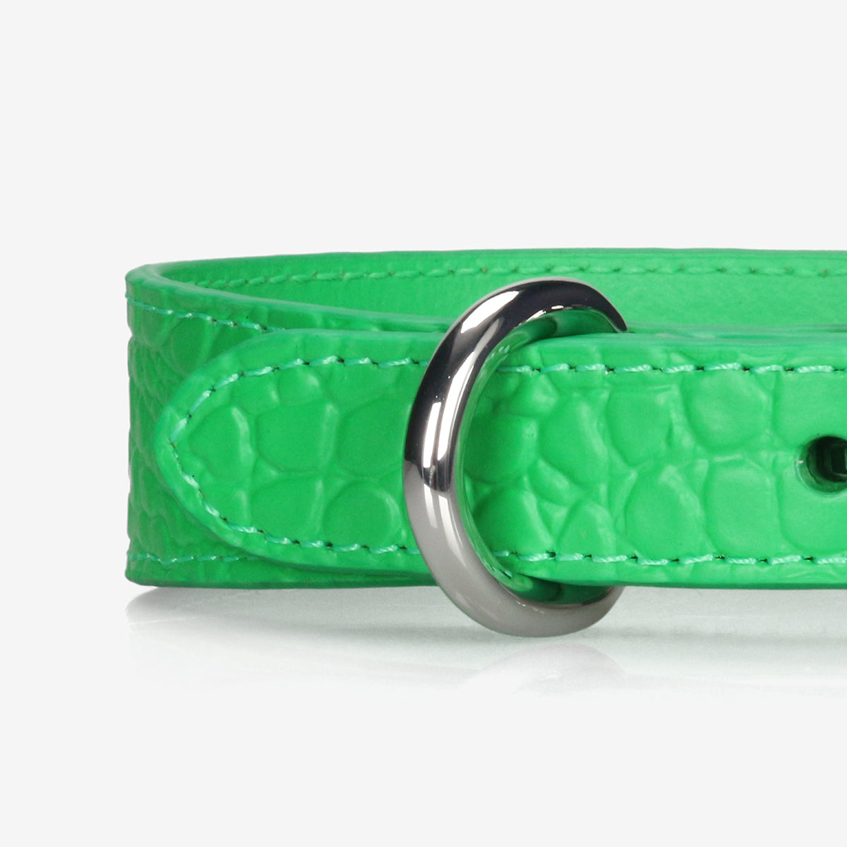 Pure Green Croco Dog Collar Thin