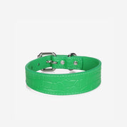 Pure Green Croco Dog Collar Thin