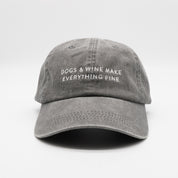Grey Denim Cap - Dogs & Wine Make Everything Fine