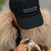 Black Wool Cap - Dogs & Wine Make Everything Fine