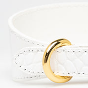 White Croco Dog Collar Wide